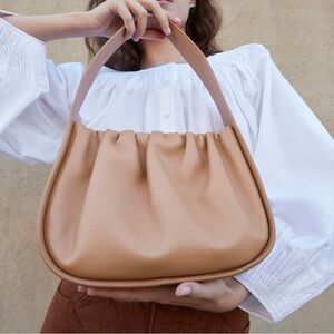 Loeffler randall tan leather ruched bag
